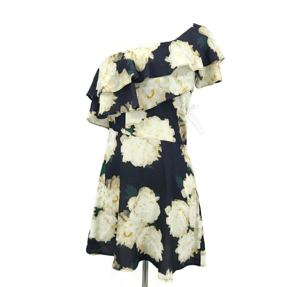New Flynn Skye Violet Mini Dress Womens S Fresh As a Daisy One Shoulder Ruffles
